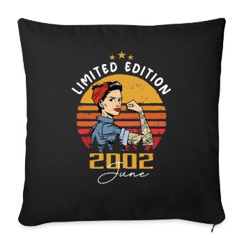 Millésime 2002 - Né en Juin 2002 - Coussin et housse de 45 x 45 cm - noir - Devant