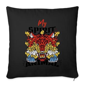 Tigre chinois / Chine Année du Tigre - Coussin et housse de 45 x 45 cm - noir - Devant