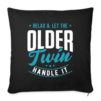relax and let the older twin handle it - Sofa pillow with filling 45cm x 45cm - black - Front