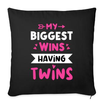 My Biggest Wins Having Twins Twinning Twin Sibling - Sofakissen mit Füllung 45 x 45 cm - Schwarz - Vorne