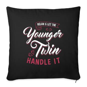relax and let the younger twin handle it - Sofa pillow with filling 45cm x 45cm - black - Front