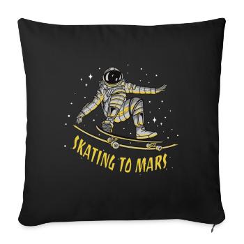 Skating to Mars / Astronaut Space Skater - Sofa pillow with filling 45cm x 45cm - black - Front