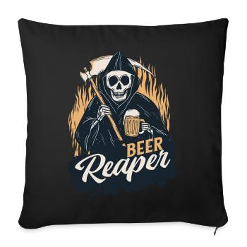 Beer Reaper Alcohol Beer Drinking Skeleton Grim Re - Sofa pillow with filling 45cm x 45cm - black - Front