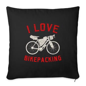 J’aime le bikepacking Cyclisme / Vélo de gravier - Coussin et housse de 45 x 45 cm - noir - Devant