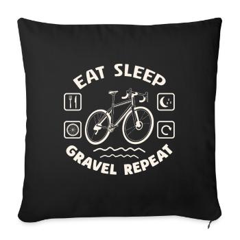 Manger Dormir Gravel Répéter / Gravel Vélo, Aventure - Coussin et housse de 45 x 45 cm - noir - Devant
