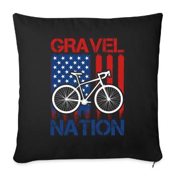 USA Gravel Nation Bike Packing Tour - Sofa pillow with filling 45cm x 45cm - black - Front