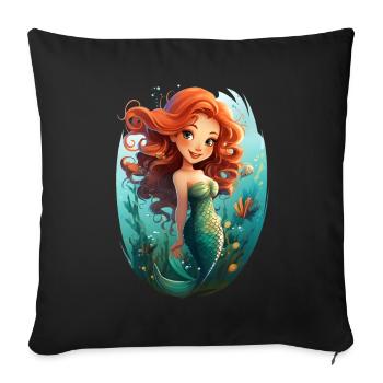 Sirène Fille Sirène Enfants Anniversaire - Coussin et housse de 45 x 45 cm - noir - Devant