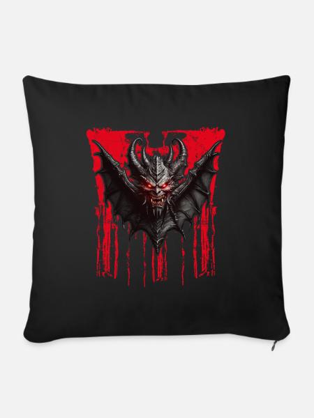 Teuflische Fledermaus Teufel - Sofakissen mit Füllung 45 x 45 cm - Schwarz