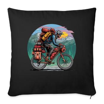 Bicycle, Bikepacking, Bike Tour, Vacation - Sofa pillow with filling 45cm x 45cm - black - Front