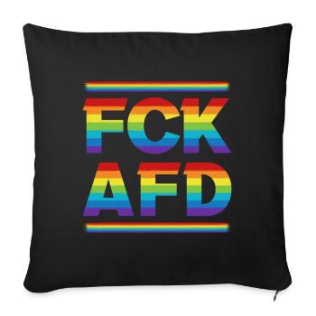 fck afd / Regenbogenfarben Gegen Nazis - Sofakissen mit Füllung 45 x 45 cm - Schwarz - Vorne