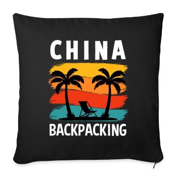 Backpacking china backpacker adventure trip - Sofa pillow with filling 45cm x 45cm - black - Front