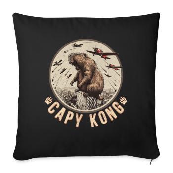 Funny Capybara - standing on a rooftop - Sofa pillow with filling 45cm x 45cm - black - Front