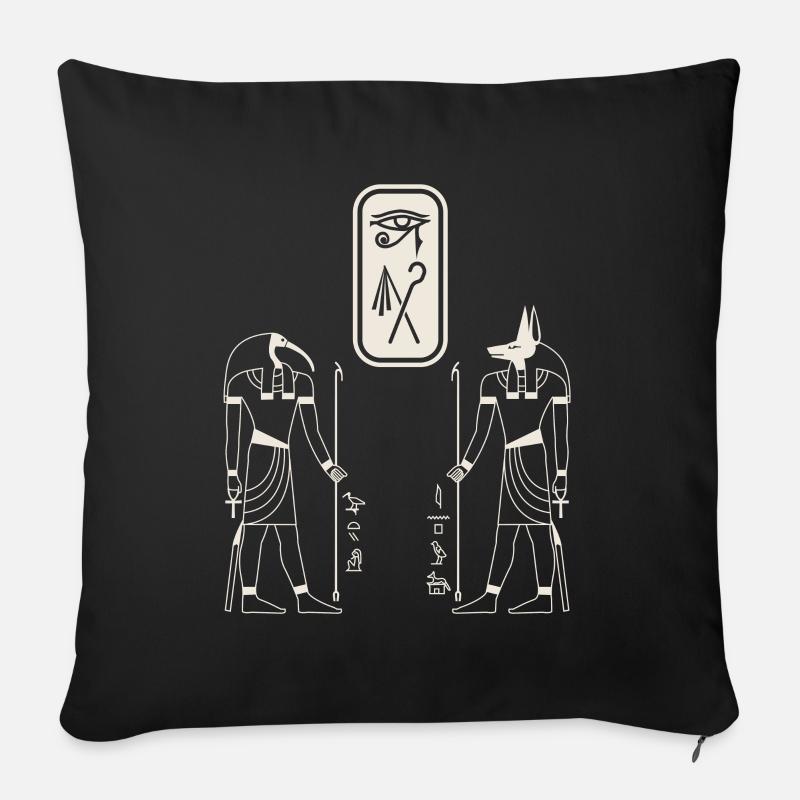 Egyptian osiris anubis thoth hieroglyhs - Sofa pillow with filling 45cm x 45cm - black