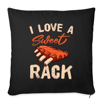 BBQ I Love A Sweet Rack Grilling Smoke Griller - Sofa pillow with filling 45cm x 45cm - black - Front