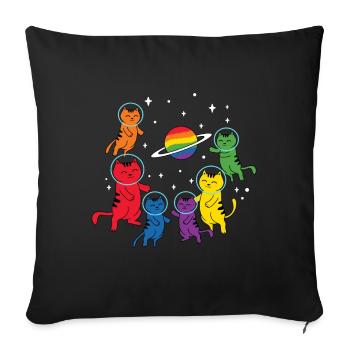 LGBT Cat Astronaut Transgender Rainbow Gay Pride L - Sofakissen mit Füllung 45 x 45 cm - Schwarz - Vorne