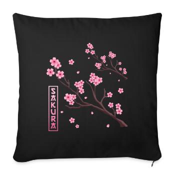 Cherry Blossom Japanese Harajuku Manga Japan Sakura - Sofa pillow with filling 45cm x 45cm - black - Front