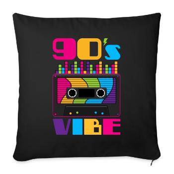 90s retro design / 90s party - Sofa pillow with filling 45cm x 45cm - black - Front