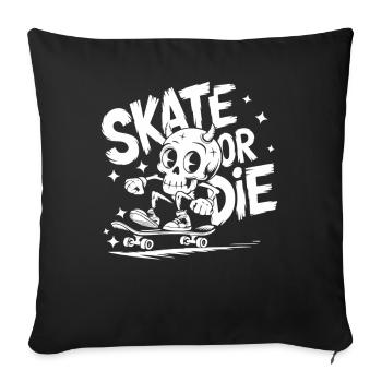 Skateur Streetart Skate or Die - Coussin et housse de 45 x 45 cm - noir - Devant