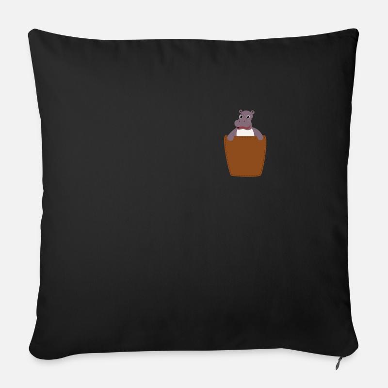 Nilpferd in Brusttasche - Sofakissen mit Füllung 45 x 45 cm - Schwarz