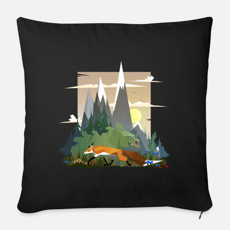 Dino and fox - Sofakissen mit Füllung 45 x 45 cm - Schwarz