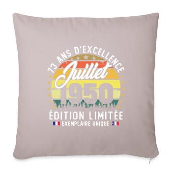 Vintage 1950 Juillet Rétro Anniversaire 73 Ans - Coussin et housse de 45 x 45 cm - taupe clair - Devant