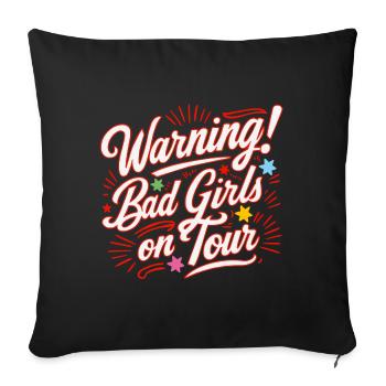 Mädchen on Tour Achtung Frauen auf Tour - Sofakissen mit Füllung 45 x 45 cm - Schwarz - Vorne