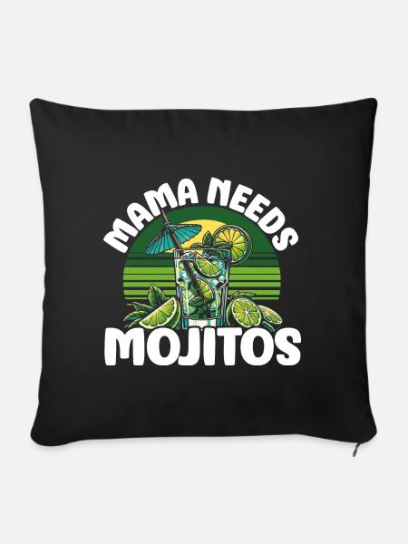 Mama needs Mojitos - Sofakissen mit Füllung 45 x 45 cm - Schwarz