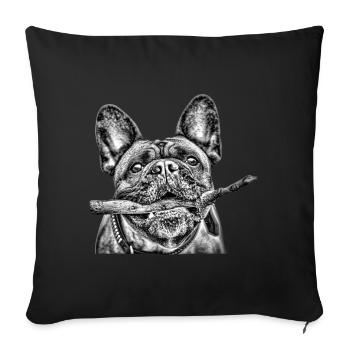 Hunde Shirt mit französischer Bulldogge BULLDOGGEN - Sofakissen mit Füllung 45 x 45 cm - Schwarz - Vorne