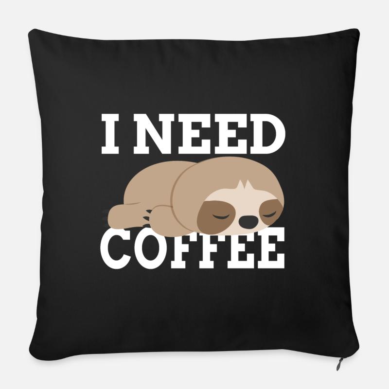 Faultier Kaffee Koffein - Sofakissen mit Füllung 45 x 45 cm - Schwarz
