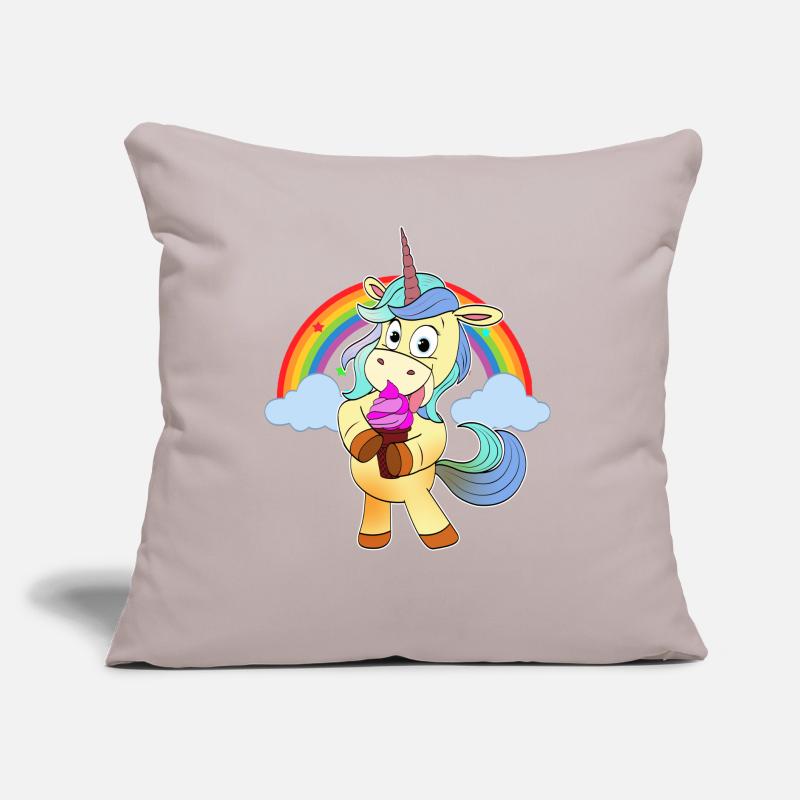 Einhorn mit Eiscreme Trend Mädchen Rosa Lila Sofakissen mit Füllung 45 x 45 cm