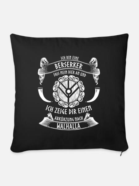 Wikinger und Bier - lustiger Berserker - Sofakissen mit Füllung 45 x 45 cm - Schwarz