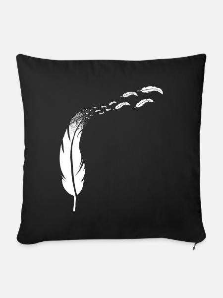 Feder Federschmuck - fliegende Federn - Sofakissen mit Füllung 45 x 45 cm - Schwarz