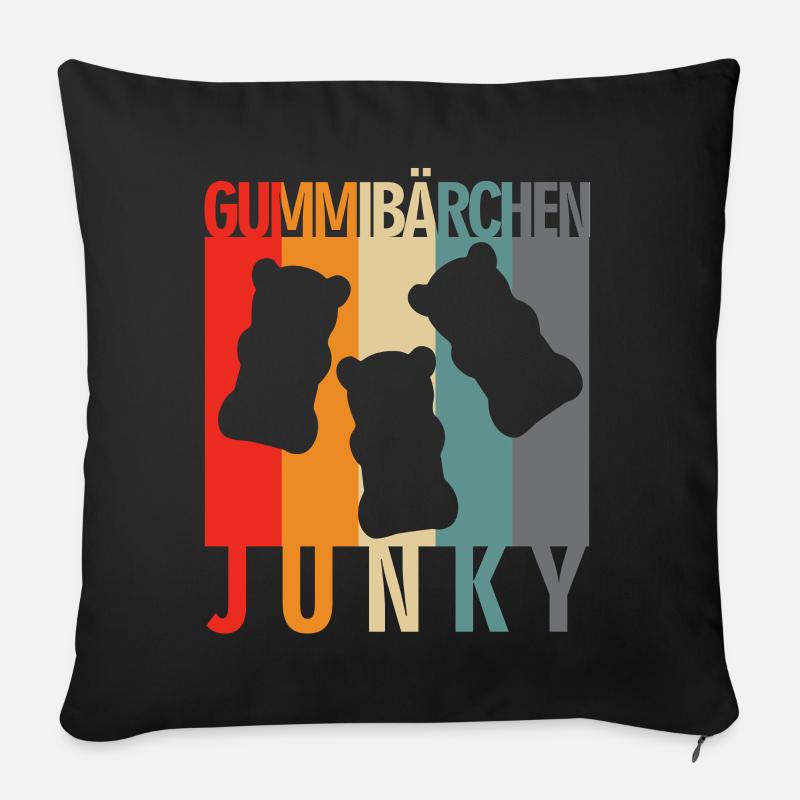 Gummibärchen Junky Retro Design - Sofakissen mit Füllung 45 x 45 cm - Schwarz