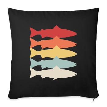 saumon de l’Atlantique Saumon Pêche d’eau douce Cadeau - Coussin et housse de 45 x 45 cm - noir - Devant
