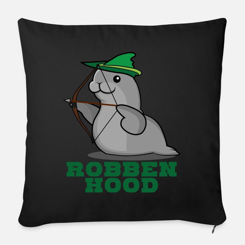 Robbe - Drôle Robben Hood disant blague - Coussin et housse de 45 x 45 cm - noir