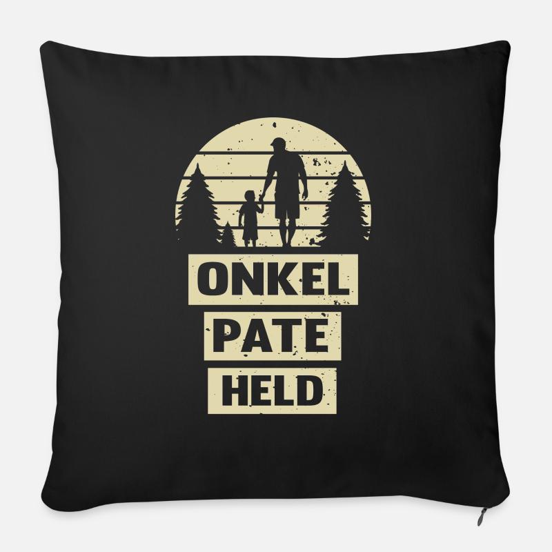 Onkel Pate Held Taufpate Retro Patenonkel Geschenk - Sofakissen mit Füllung 45 x 45 cm - Schwarz
