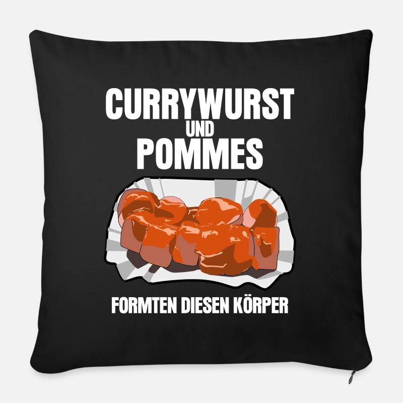 Currywurst formte diesen Körper - lustig - Sofakissen mit Füllung 45 x 45 cm - Schwarz