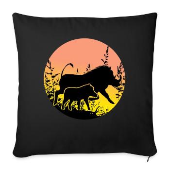 Warzenschwein - Sonnenuntergang Afrika Safari - Sofakissen mit Füllung 45 x 45 cm - Schwarz - Vorne