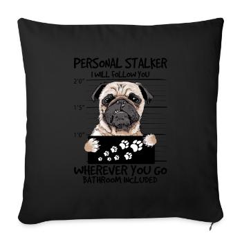 pug - Sofa pillow with filling 45cm x 45cm - black - Front