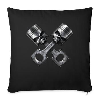 Pistons de moteur de crâne - Coussin et housse de 45 x 45 cm - noir - Devant