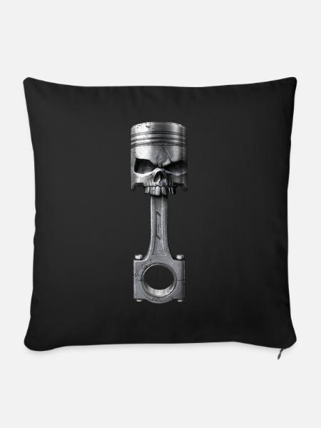 Totenkopf Kolben - Sofakissen mit Füllung 45 x 45 cm - Schwarz