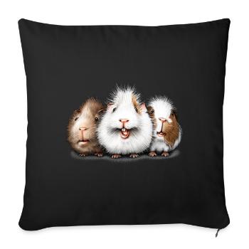 Trois cobayes - Coussin et housse de 45 x 45 cm - noir - Devant