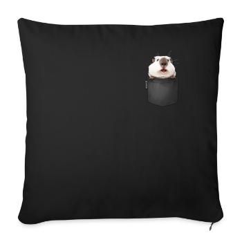 Cobaye dans la poche de la poitrine - Coussin et housse de 45 x 45 cm - noir - Devant