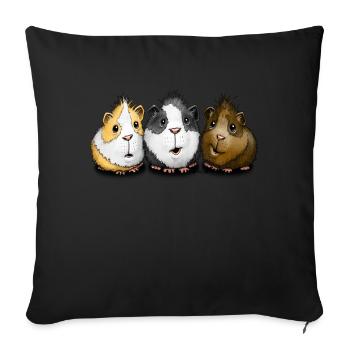Trois cobayes - Coussin et housse de 45 x 45 cm - noir - Devant