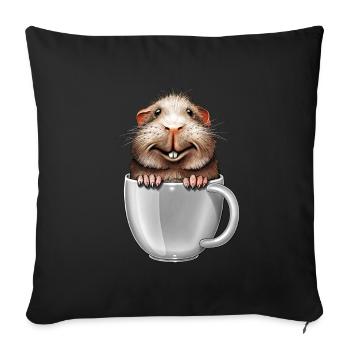 Cobaye dans la tasse - Coussin et housse de 45 x 45 cm - noir - Devant