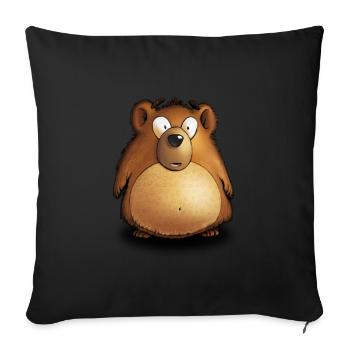 Dicker braunes Bärchen - Sofakissen mit Füllung 45 x 45 cm - Schwarz - Vorne