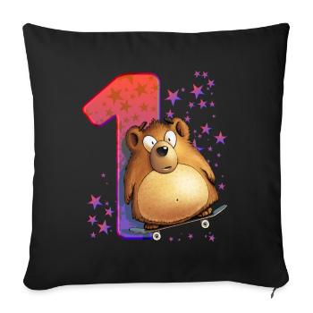 1. Anniversaire 2 ans Ours - Coussin et housse de 45 x 45 cm - noir - Devant