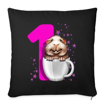 First birthday 1 year guinea pig - Sofa pillow with filling 45cm x 45cm - black - Front