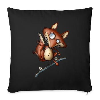 Skateboard renard - Coussin et housse de 45 x 45 cm - noir - Devant