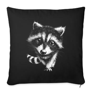 Waschbär Baby - Sofakissen mit Füllung 45 x 45 cm - Schwarz - Vorne